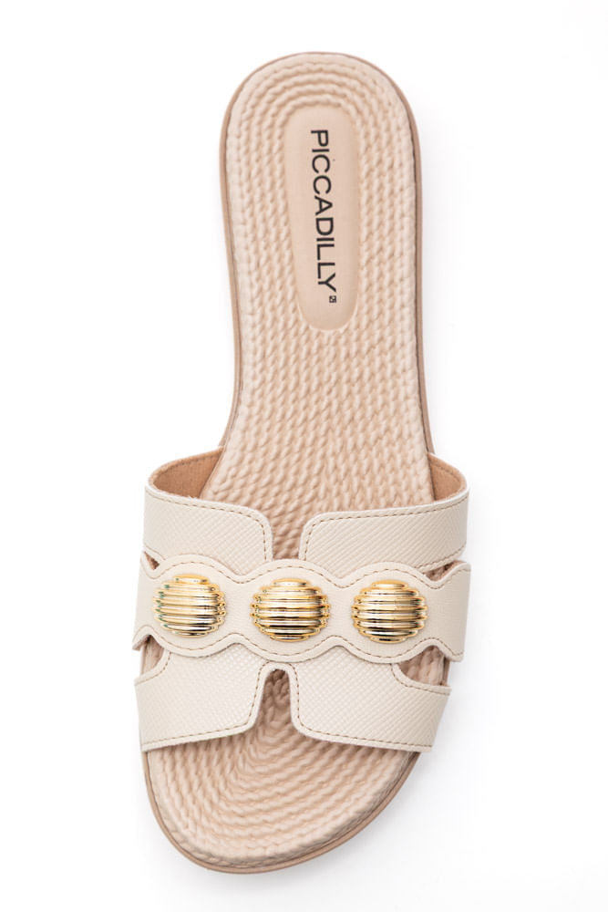 Chinelo Piccadilly Rasteiro Feminino Em Napa 513036 Off-White