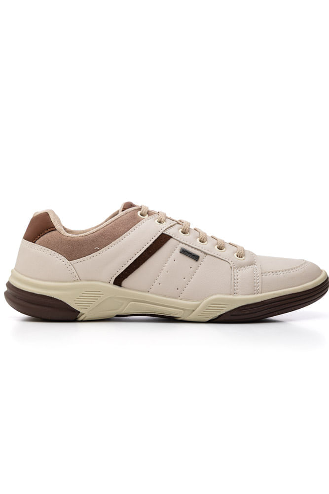 Sapatênis Confort Way Casual Masculino Elástico 602504 Off-White