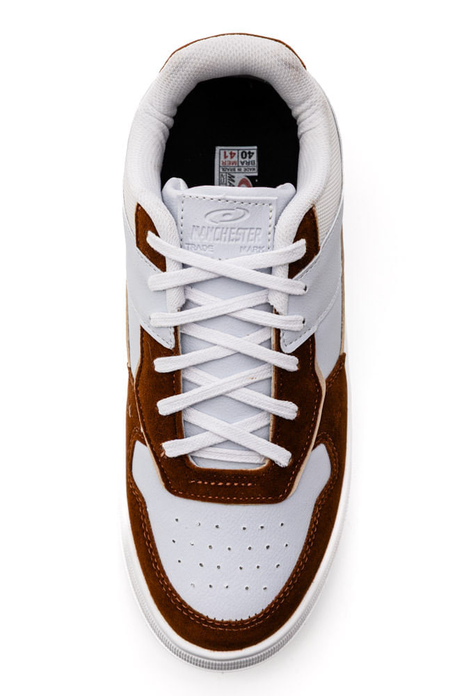 Sapatênis Manchester Casual Masculino Couro Sintético 619 Branco