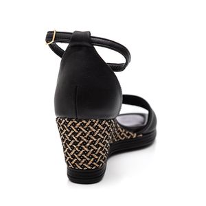 Sandália Piccadilly Alice Feminina Salto Anabela 408244 Preto