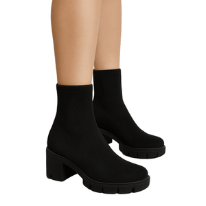 Bota Via Marte Cano Baixo Feminina Em Tecido  001-004-01 Preto