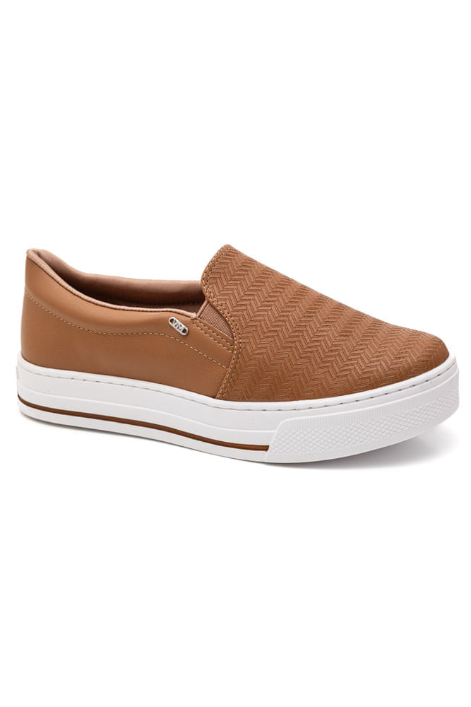 Tênis Via Marte Slip On Feminino Em Napa 027-027-02 Caramelo