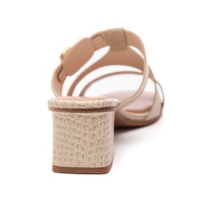 Tamanco Mississipi Salto Bloco Feminino Fivela Metalizada Mf262-02 Off-White