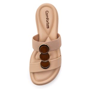 Chinelo Comfortflex Rasteira Feminino Slide 2551401-01 Bege