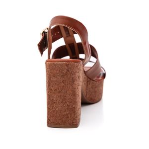 Sandália Bebecê Meia Pata Feminina Salto Alto T5119-054 Caramelo