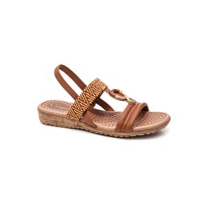 Sandália Campesí Anabela Feminina Slingback Ce163-01 Caramelo