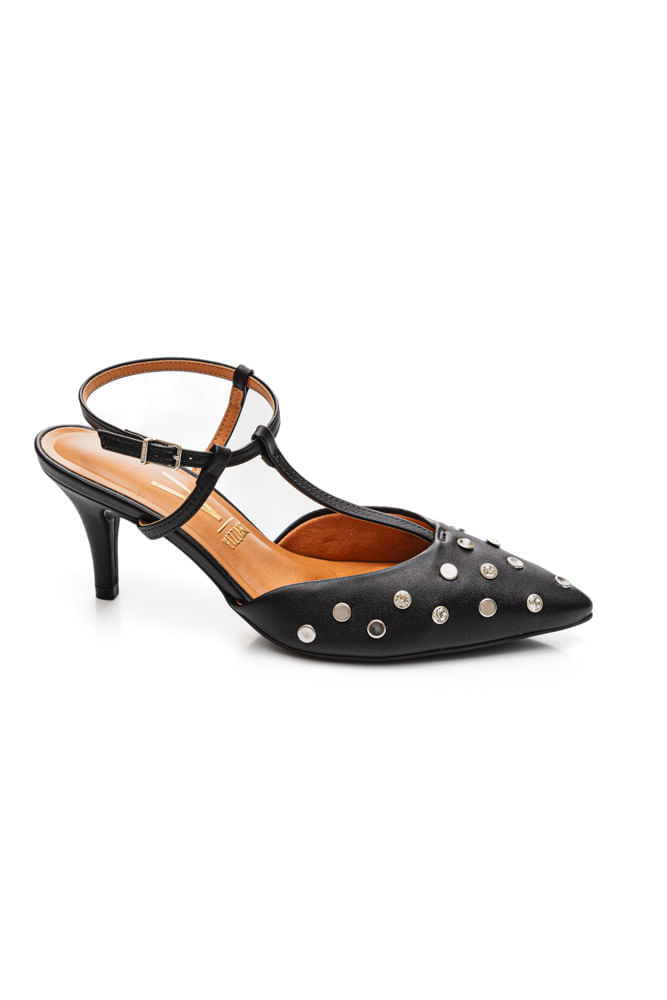 Sapato Vizzano Scarpin Feminino Tachas 1185.1121 Preto