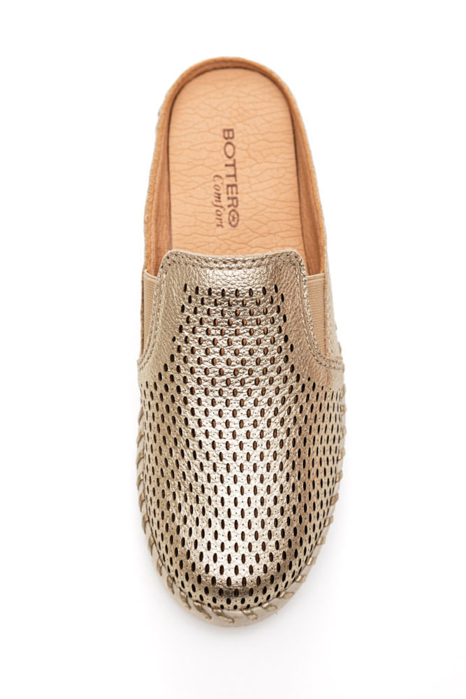 Sapatilha Bottero Mule Femininao Couro Comfort 367624 Ouro