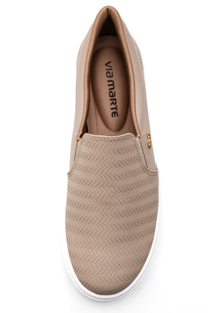 Tênis Via Marte Slip On Feminino Em Napa 016-023-01 Bege