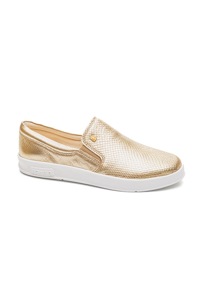 Tênis Bottero Slip On Feminino Couro 364901 Ouro