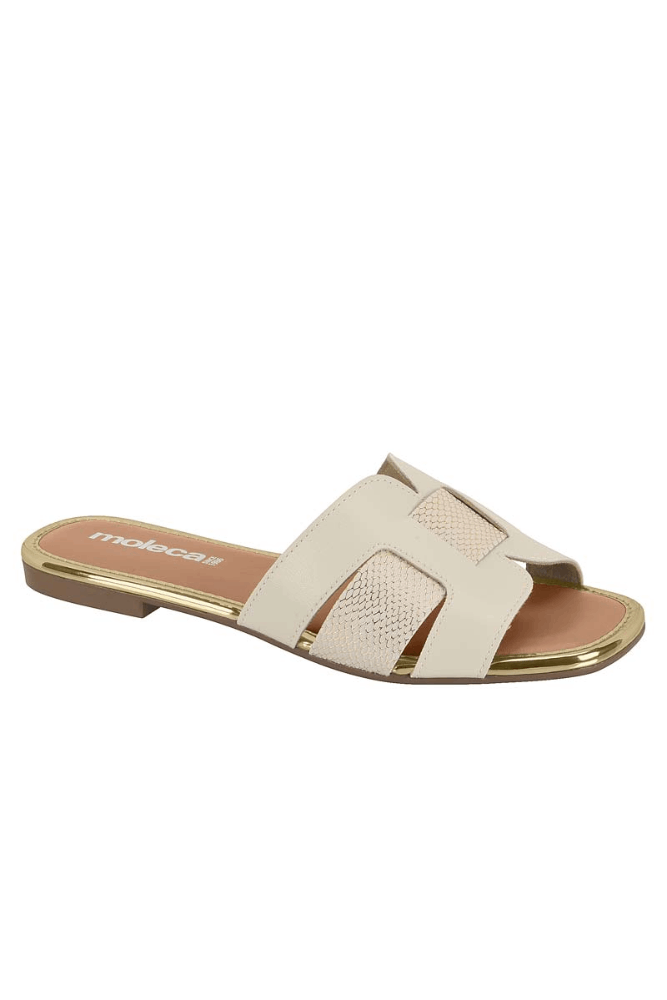 Chinelo Rasteira Feminino Moleca Off-White