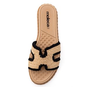 Chinelo Moleca Rasteira Feminino Slide Bordado 5452.255 Preto