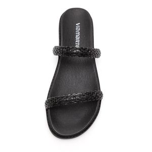 Chinelo Via Marte Rasteira Feminino Strass 107-010-01 Preto