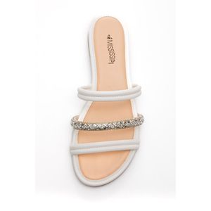 Chinelo Mississipi Slide Feminino Com Brilhos Q7881a-07 Off-White
