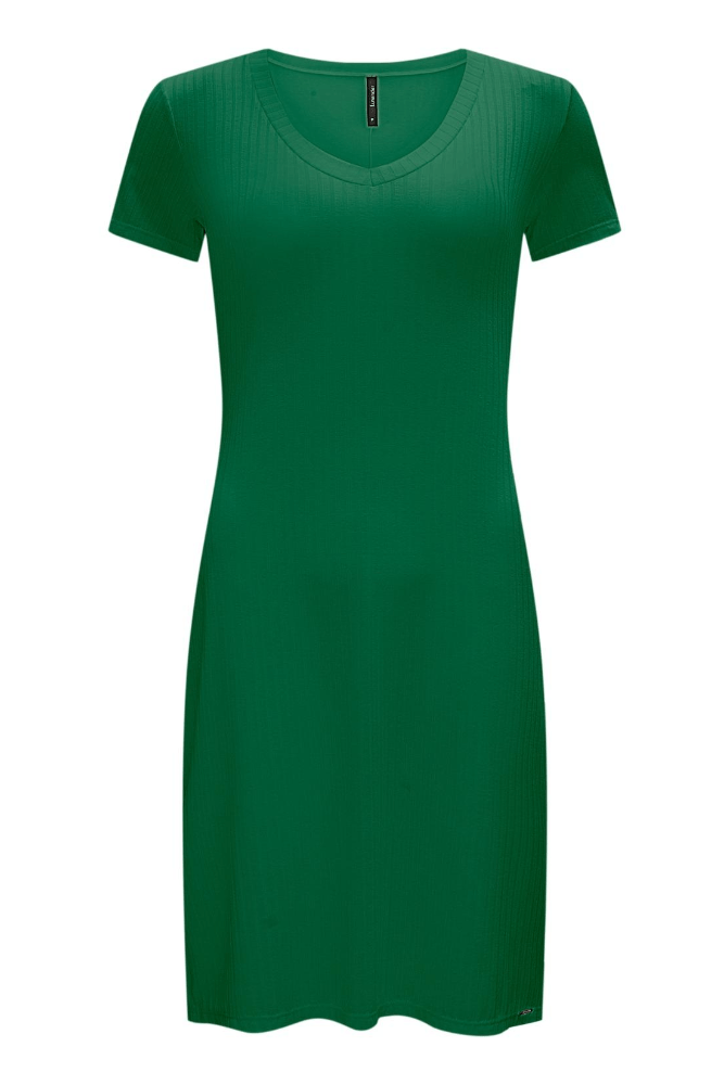 Vestido Lunender Manga Curta Feminino Básico 00464 Verde