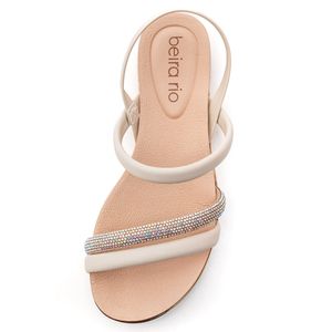 Sandália Beira Rio Flat Feminina Strass 8321.154 Off-White