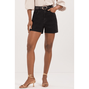 Shorts Lunender Mom Jeans Chapa Barriga J0213 Preto