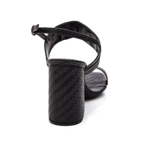 Sandália Cha De Mel Salto Feminina Aplique Prata 488.6931 Preto