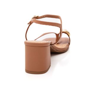 Sandália Bottero Salto Bloco Feminina Em Couro 367909 Nude