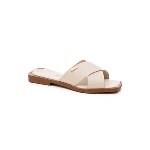Chinelo Bottero Slide Feminino Em Couro Poney 336818 Off-White
