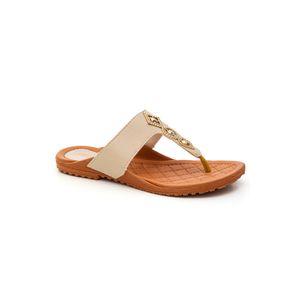Chinelo Meyre Casual Feminino T-Strap S757 Off-White