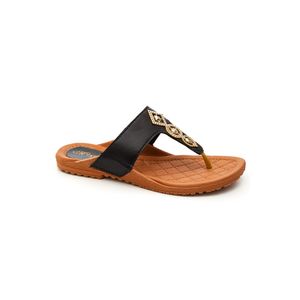 Chinelo Meyre Casual Feminino T-Strap S757 Preto