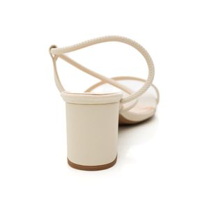 Sandália Chá De Mel Salto Bloco Com Cabedal Feminina Casual 502-6648 Off-White