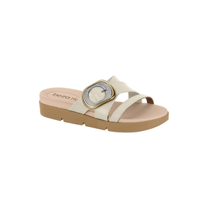 Tamanco Beira Rio Rasteiro Feminino Fivela 8387.546.9569 Off-White