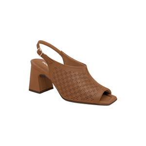 Sandália Piccadilly Slingback Feminina Salto Bloco 626055 Caramelo