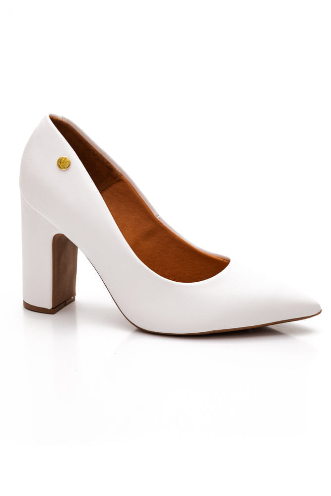 Sapato Vizzano Scarpin Feminino Salto Bloco 1285.400 Branco