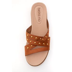 Tamanco Beira Rio Rasteiro Feminino Em Napa 8387.545 Caramelo