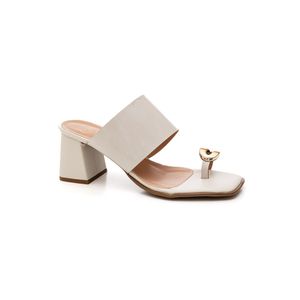 Tamanco De Salto Cha De Mel Off-White