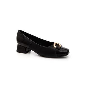 Sapato Piccadilly Bico Quadrado Feminino Em Napa 160105 Preto