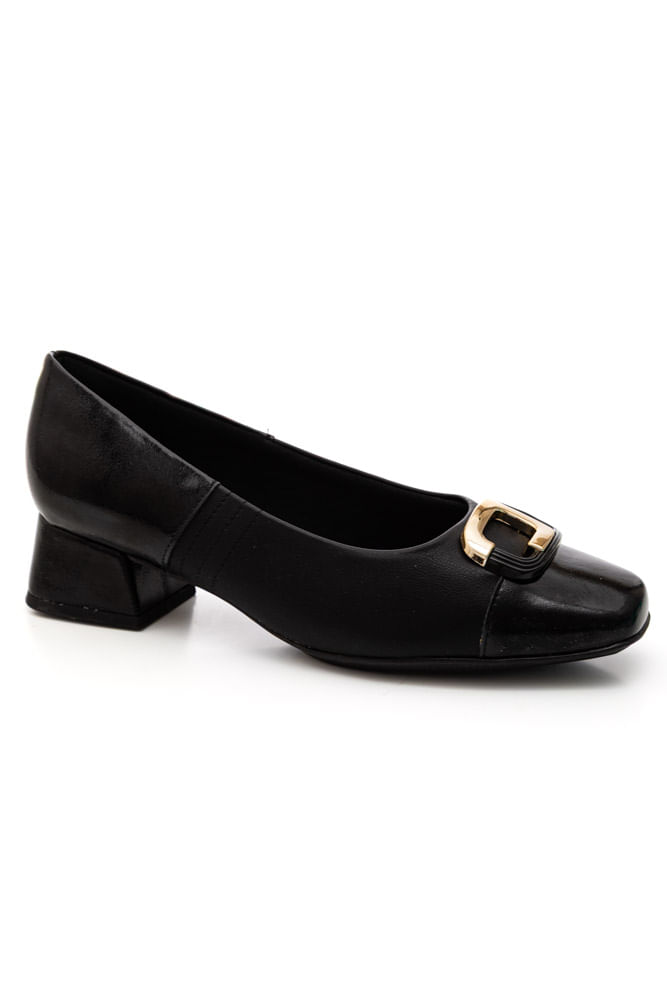 Sapato Piccadilly Bico Quadrado Feminino Em Napa 160105 Preto