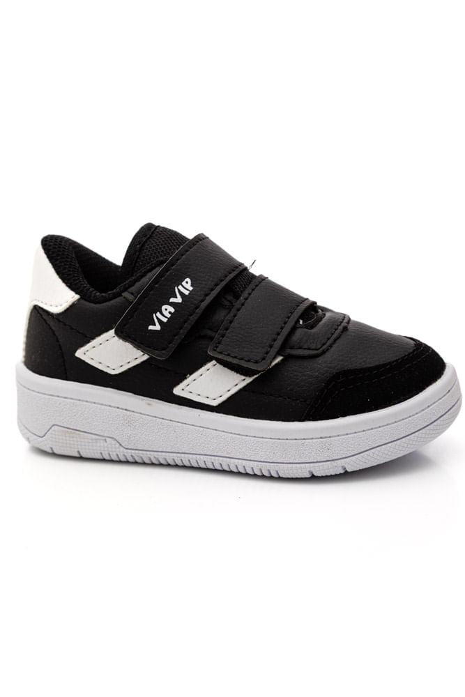 Tênis Via Vip Casual Infantil Menina Velcro Vv2600f Preto