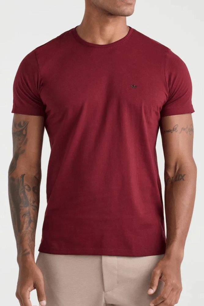 Camiseta Manga Curta Docthos Malha Basica Slim 119092 Bordo