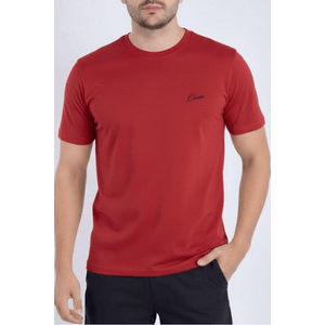 Camiseta Oceano Casual Masculina Logo Malha 19985 Vermelho