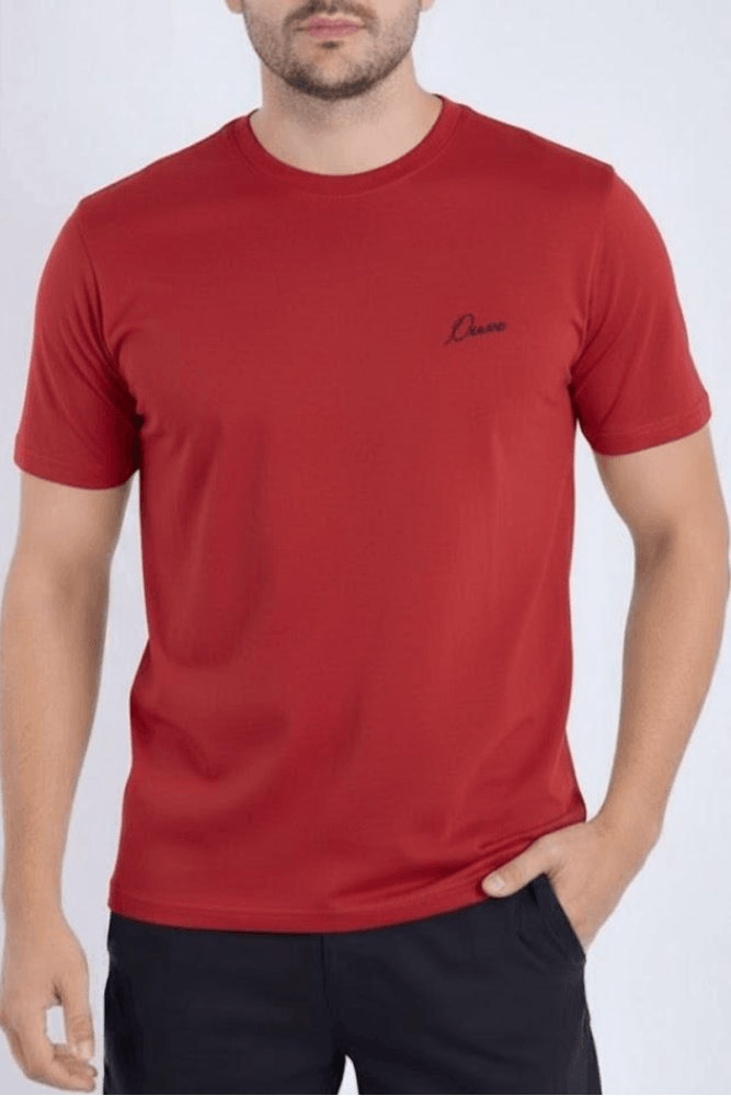 Camiseta Oceano Casual Masculina Logo Malha 19985 Vermelho