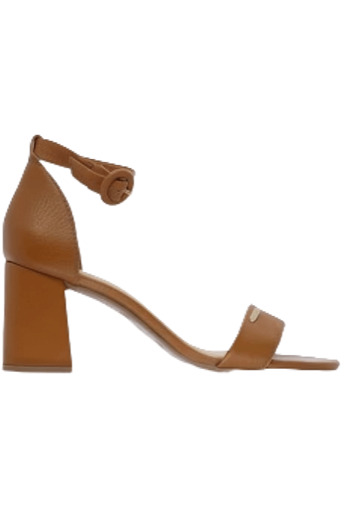 Sandália Bottero Salto Alto Feminina Couro Burnish 372001 Caramelo