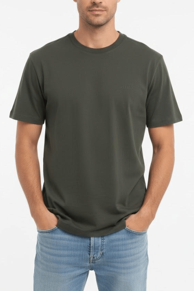 Camiseta Oceano Casual Masculina Logo Malha 19985 Verde