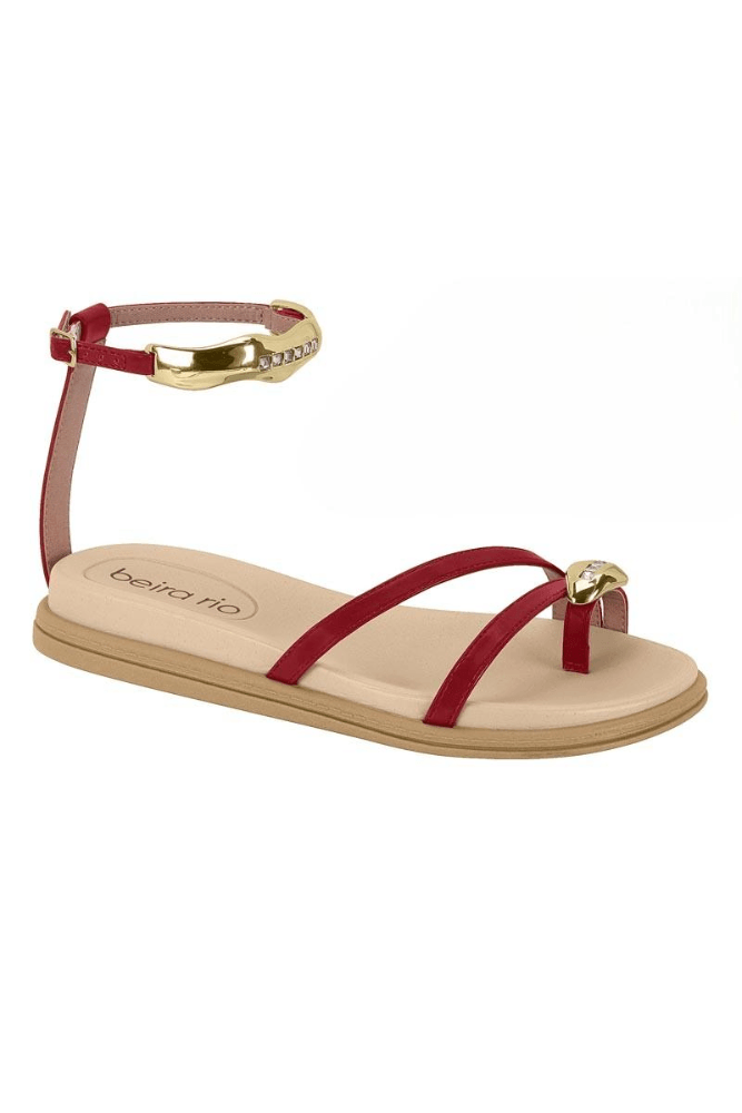 Sandália Rasteira Beira Rio Feminina Conforto 8513.120.30277 Vermelho