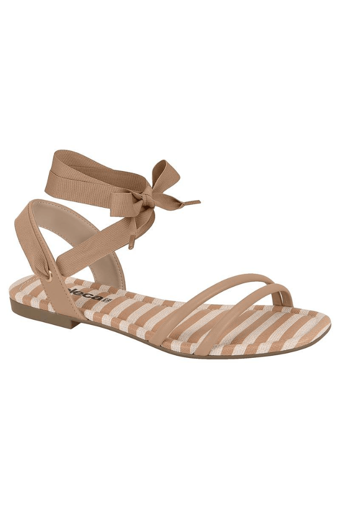 Sandália Moleca Rasteira Feminina Conforto Listras 5435.655 Nude