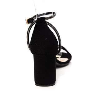 Sandália Chá De Mel Salto Bloco Feminina Em Nobuk T6059-501 Preto