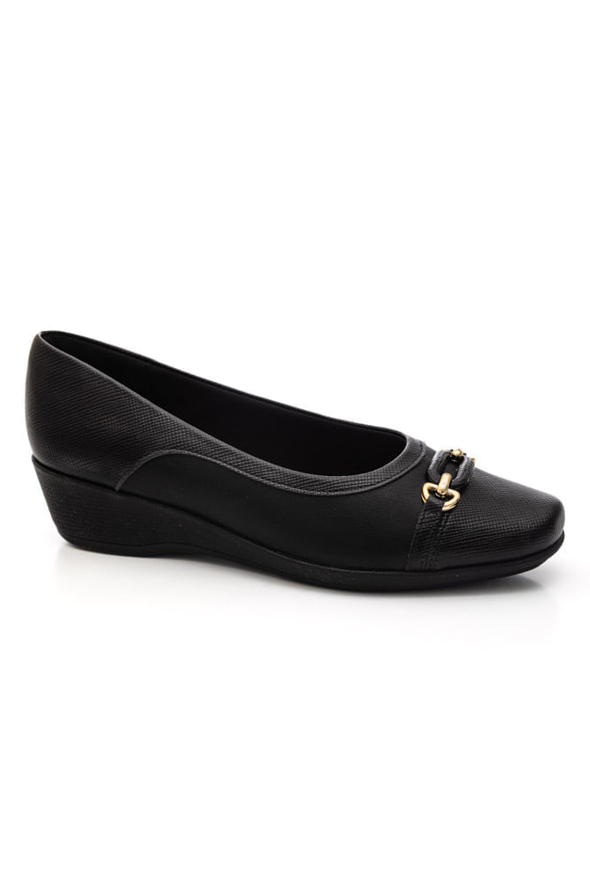 Sapato Piccadilly Ivone Feminino Anabela 143242 Preto