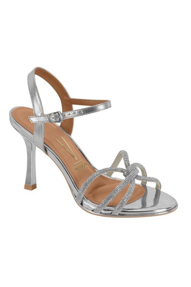 Sandália Vizzano Salto Fino Feminina Metalizada 6552.203 Prata