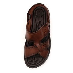 Sandália Pegada Masculina Em Couro 133156-01 Marrom