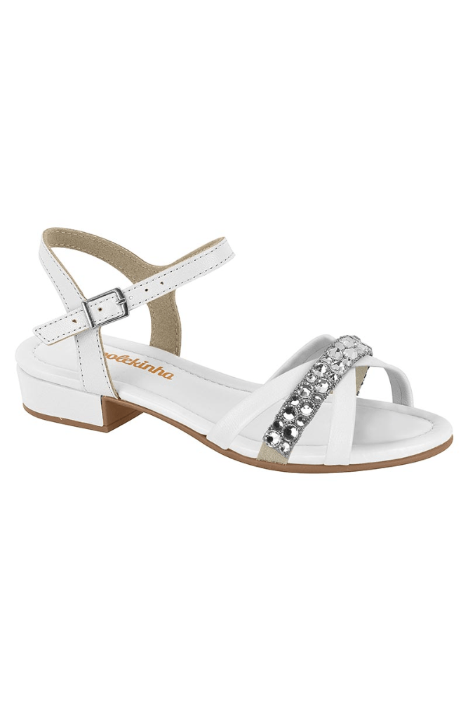 Sandalia Molekinha Infantil Menina Strass 2318.150.24475 Branco