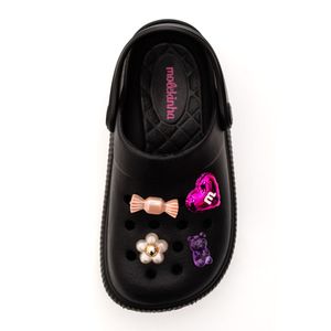 Sandália Molekinha Babuche Juvenil Menina Botões 2591.106 Preto