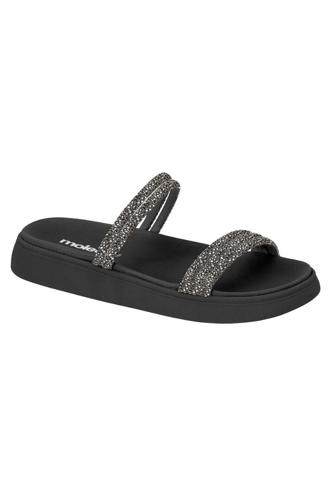 Chinelo Moleca Papete Feminino Strass 5469.135 Preto