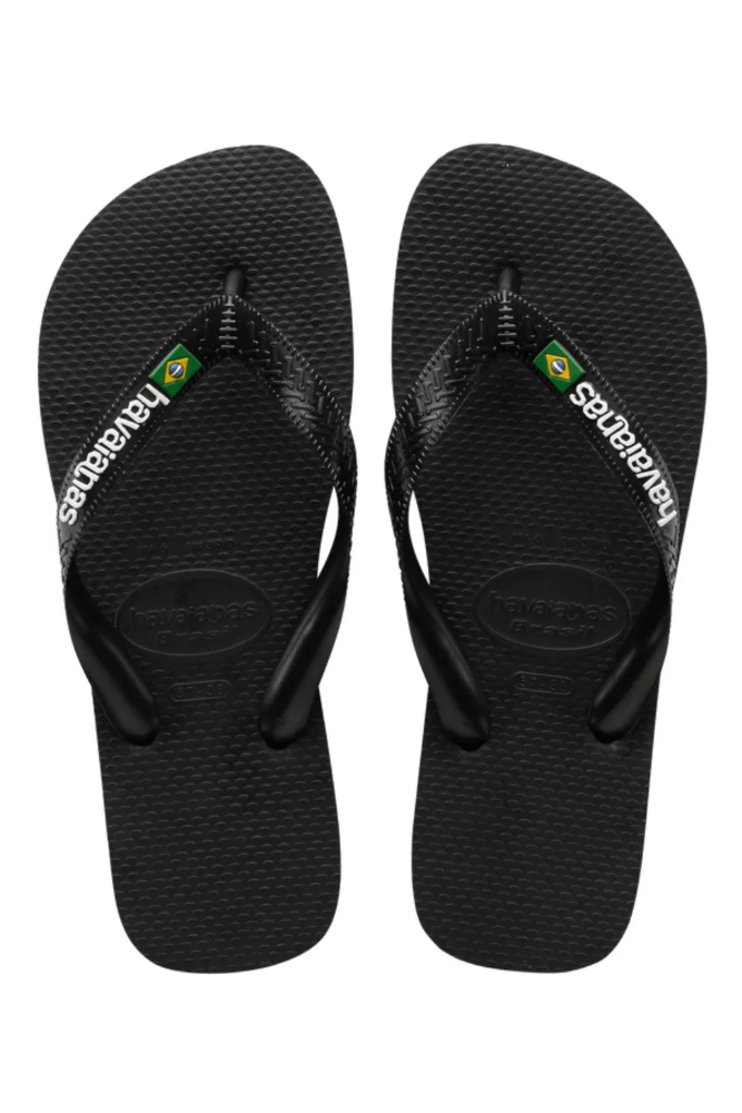 Chinelo Havaianas Brasil Logo Infantil Preto